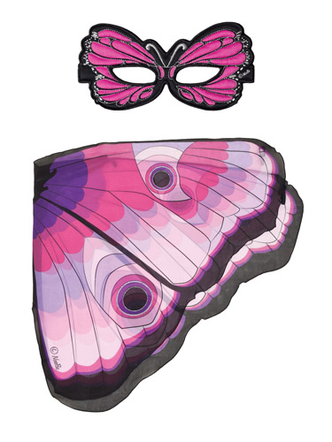 Vingar + ansiktsmask - Rosa fjäril Vingar + ansiktsmask - Rosa fjäril